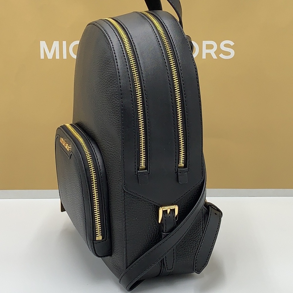Michael Kors Jaycee Medium ZIP POCKET Pebbled Leather BackpackBLACK COL… - Picture 3 of 15